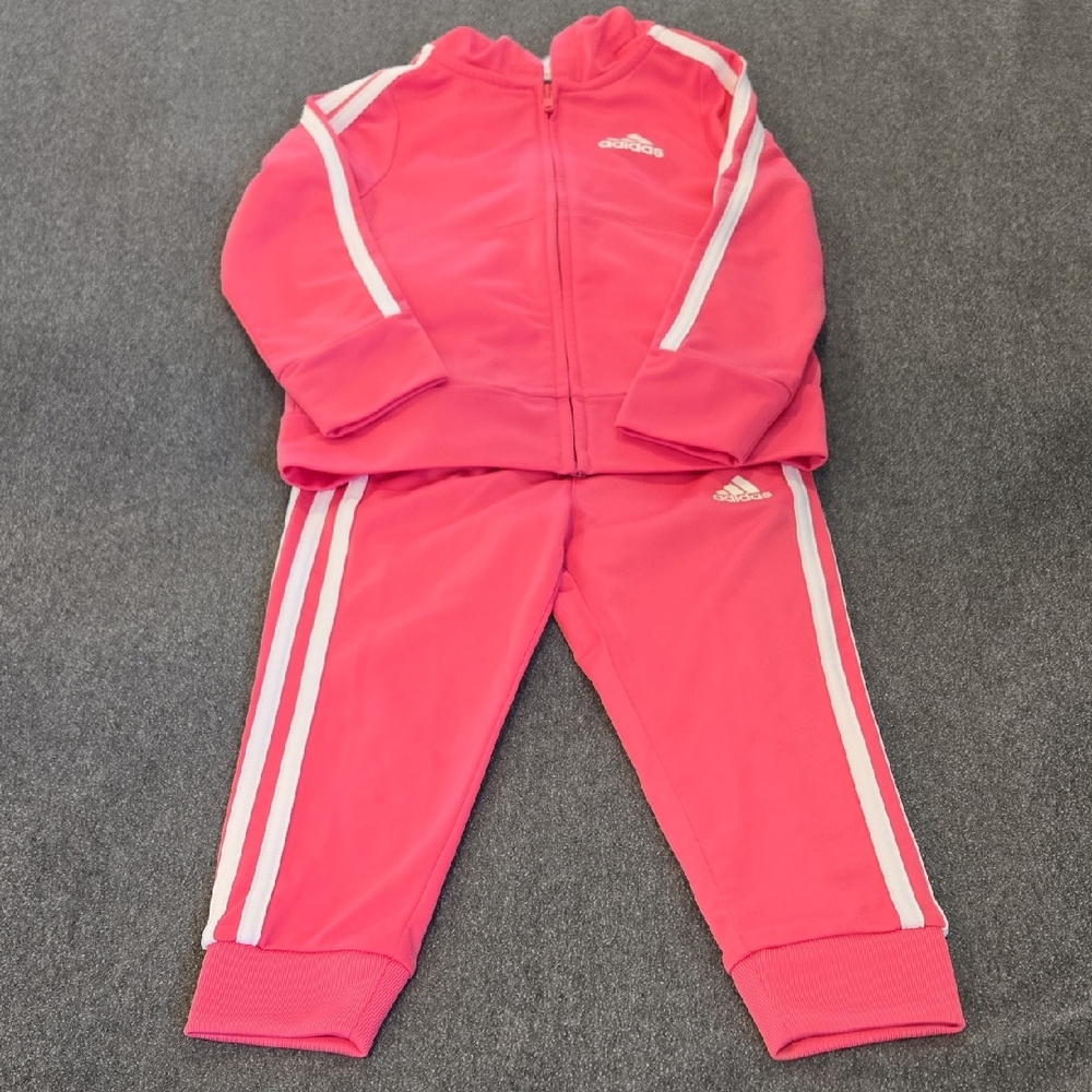 Adidas Pink Tracksuit with White Accents